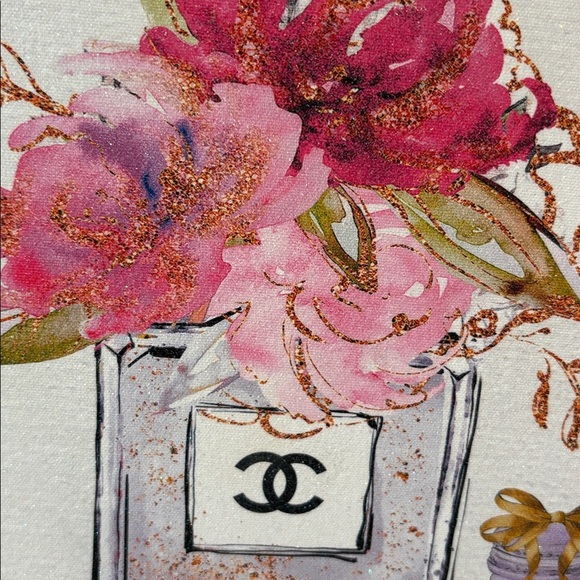 Fashion art  framed art canvas/fashion books cc bottle/flowers/wine gold frame - Picture 4 of 9